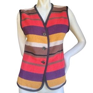 Vintage 90's Ann Taylor Wool Blend Southwestern Striped Button Down Vest Small